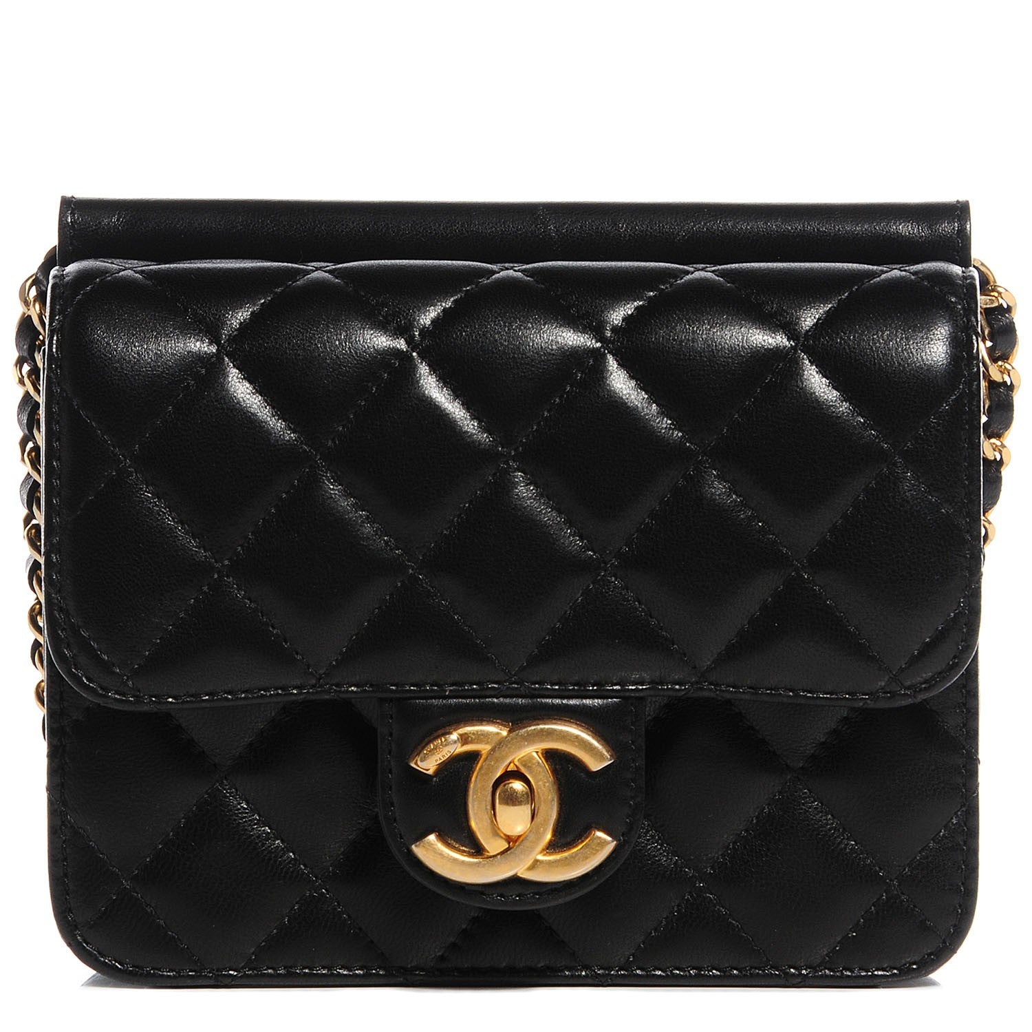 Chanel Lambskin Quilted Crossing Times Mini Flap Black 1 of 9