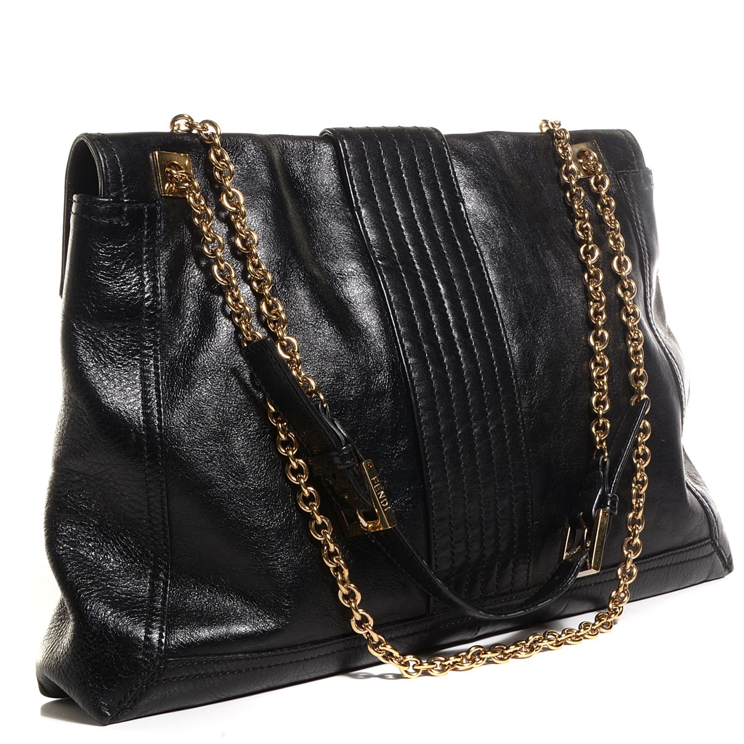 Fendi Vitello Acqua Maxi Baguette Shoulder Bag Black 3 of 10
