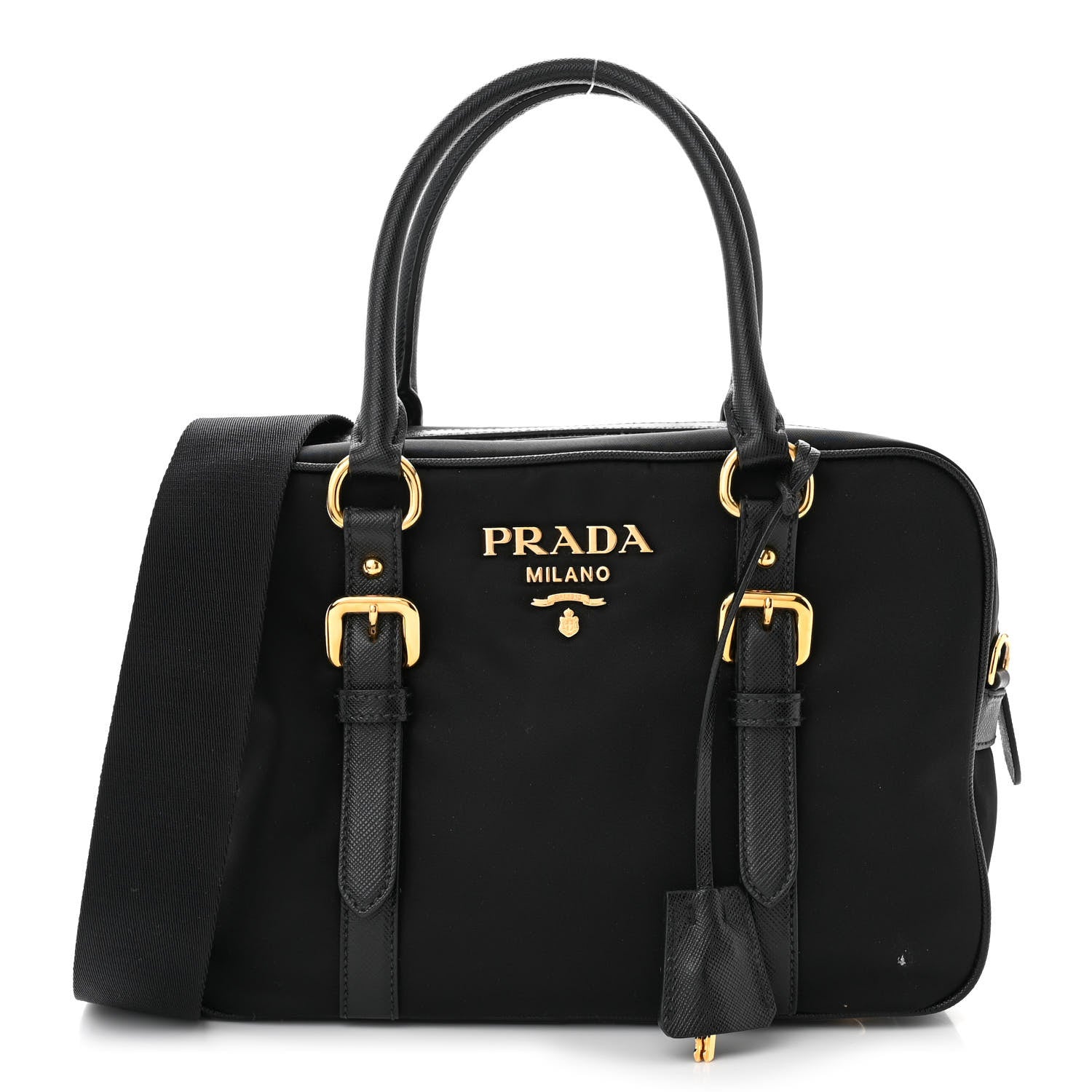 Prada Tessuto Nylon Saffiano Bauletto Black 1 of 14