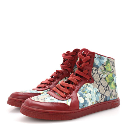 Gucci GG Supreme Monogram Blooms Womens High Top Sneakers 36.5 Beige Blue Navy Red 4 of 9