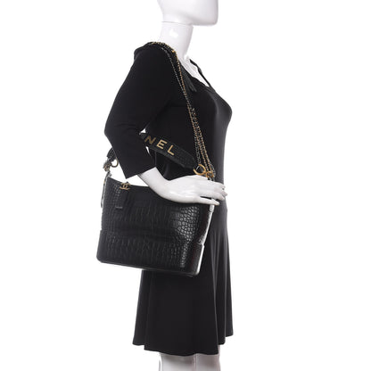Chanel Crocodile Embossed Calfskin Medium Gabrielle Cocodile Hobo Black 2 of 9