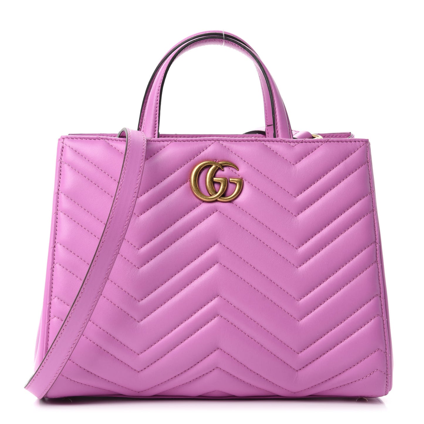 Calfskin Matelasse Small GG Marmont Tote Candy Mousse
