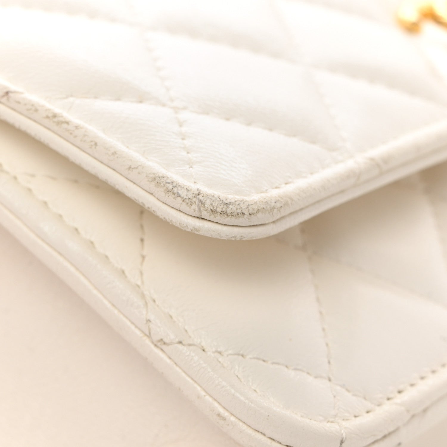 Chanel Lambskin Quilted CC Wallet On Chain WOC White 15 of 15