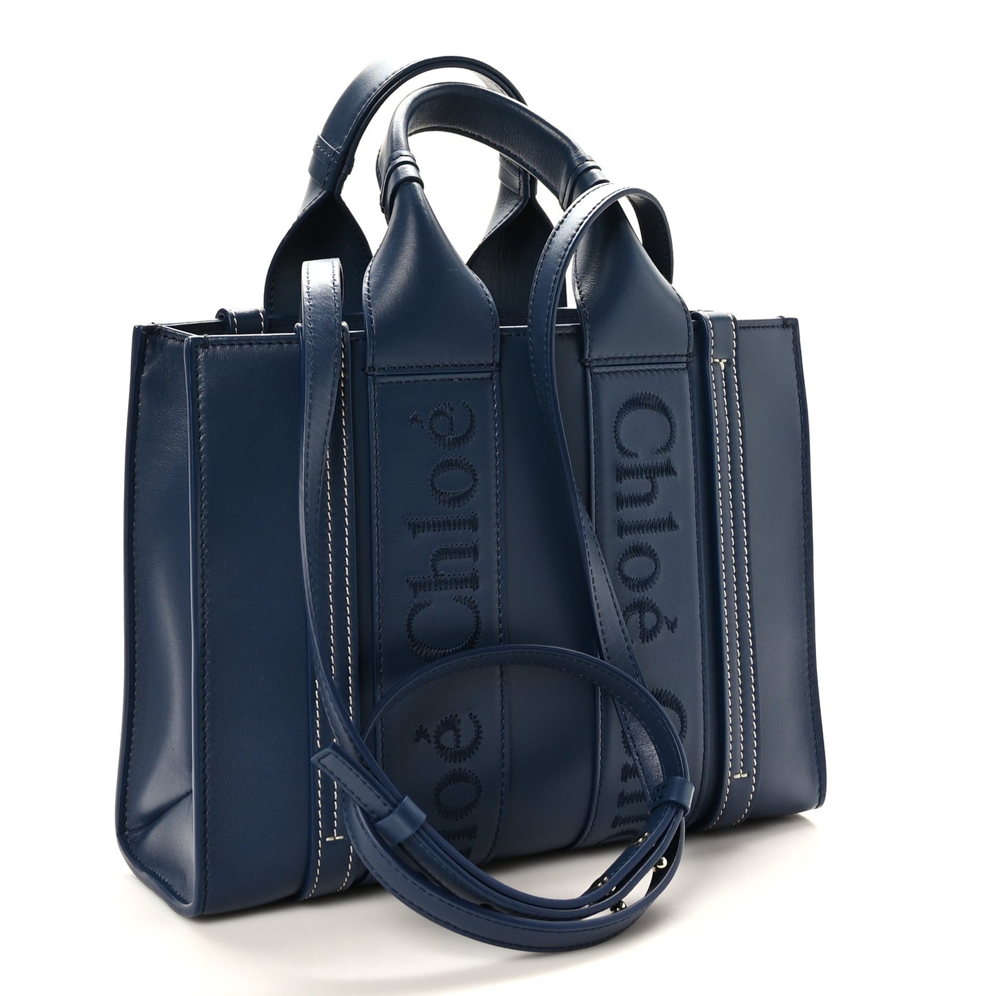 Calfskin Small Woody Tote Blue