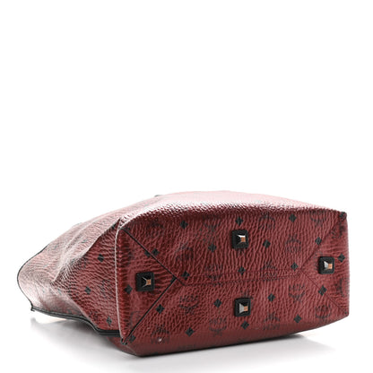 MCM Metallic Visetos Medium Kira North South Shopper Tote Scooter Red 4 of 12