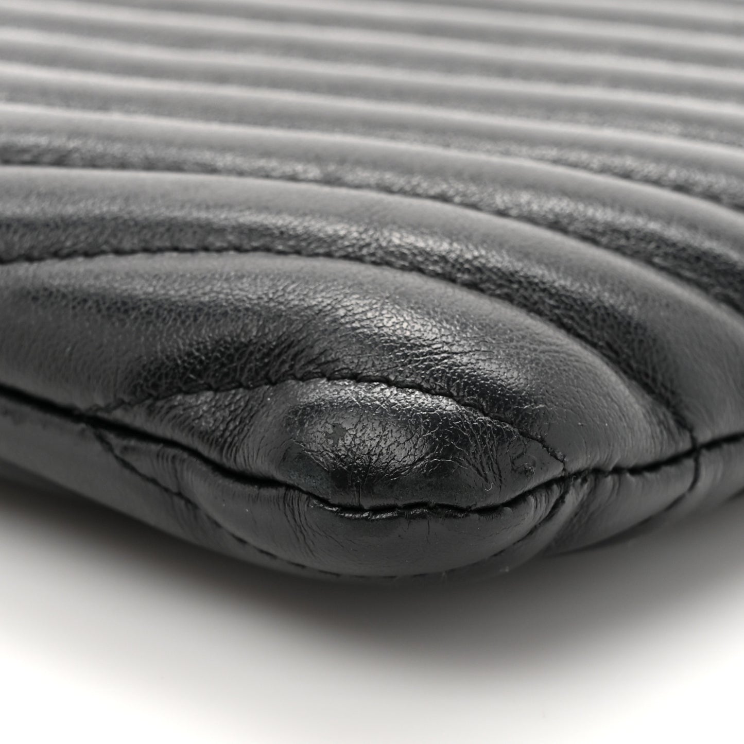 Calfskin Matelasse Chevron Monogram A5 Wristlet Black
