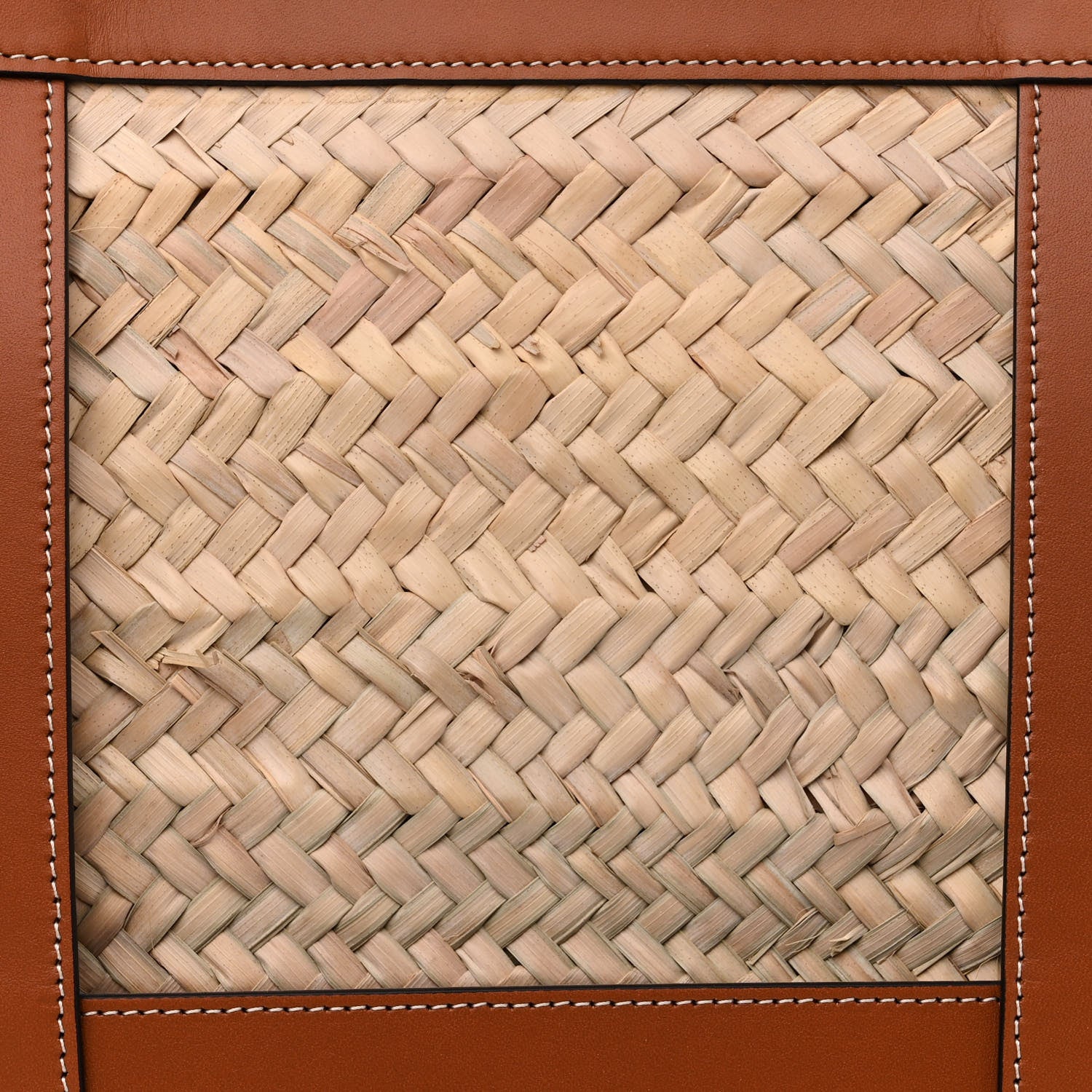 Celine Raffia Calfskin Large Gridded Basket Tote Tan 8 of 10