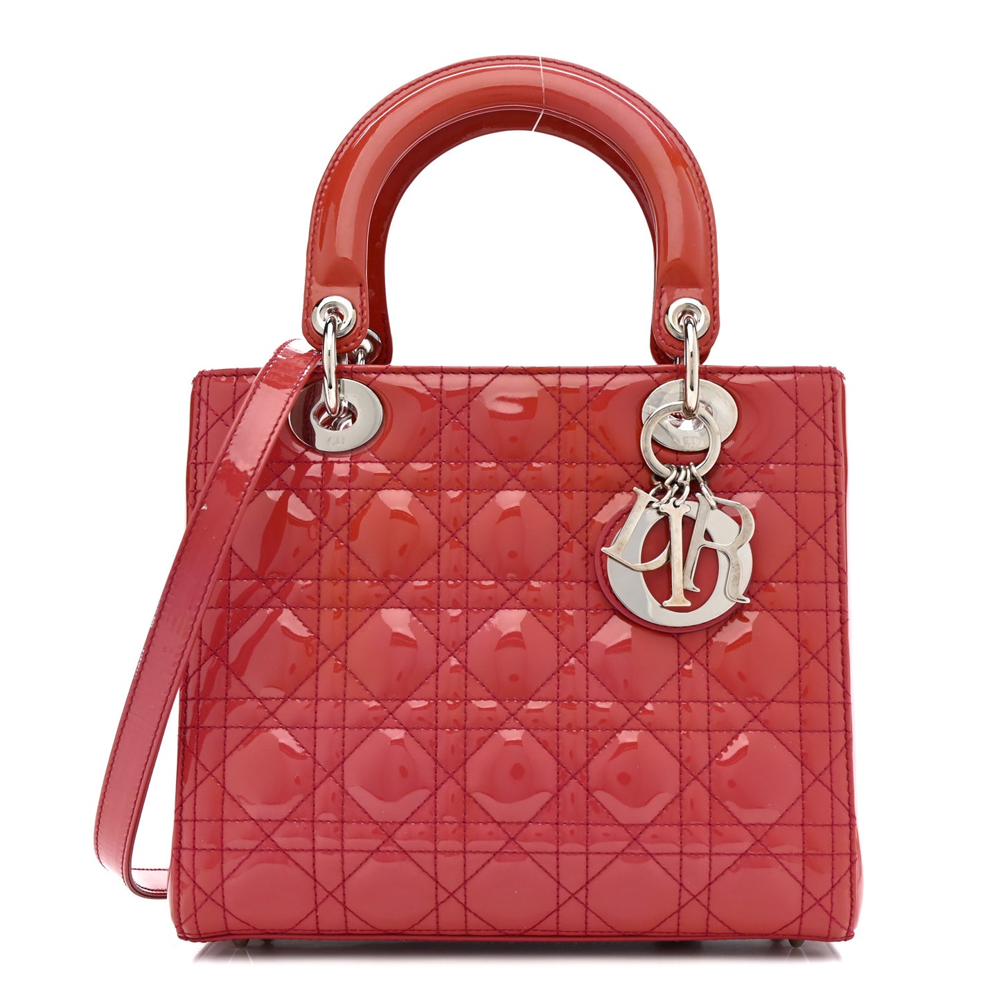 Patent Cannage Medium Lady Dior  Dark Pink