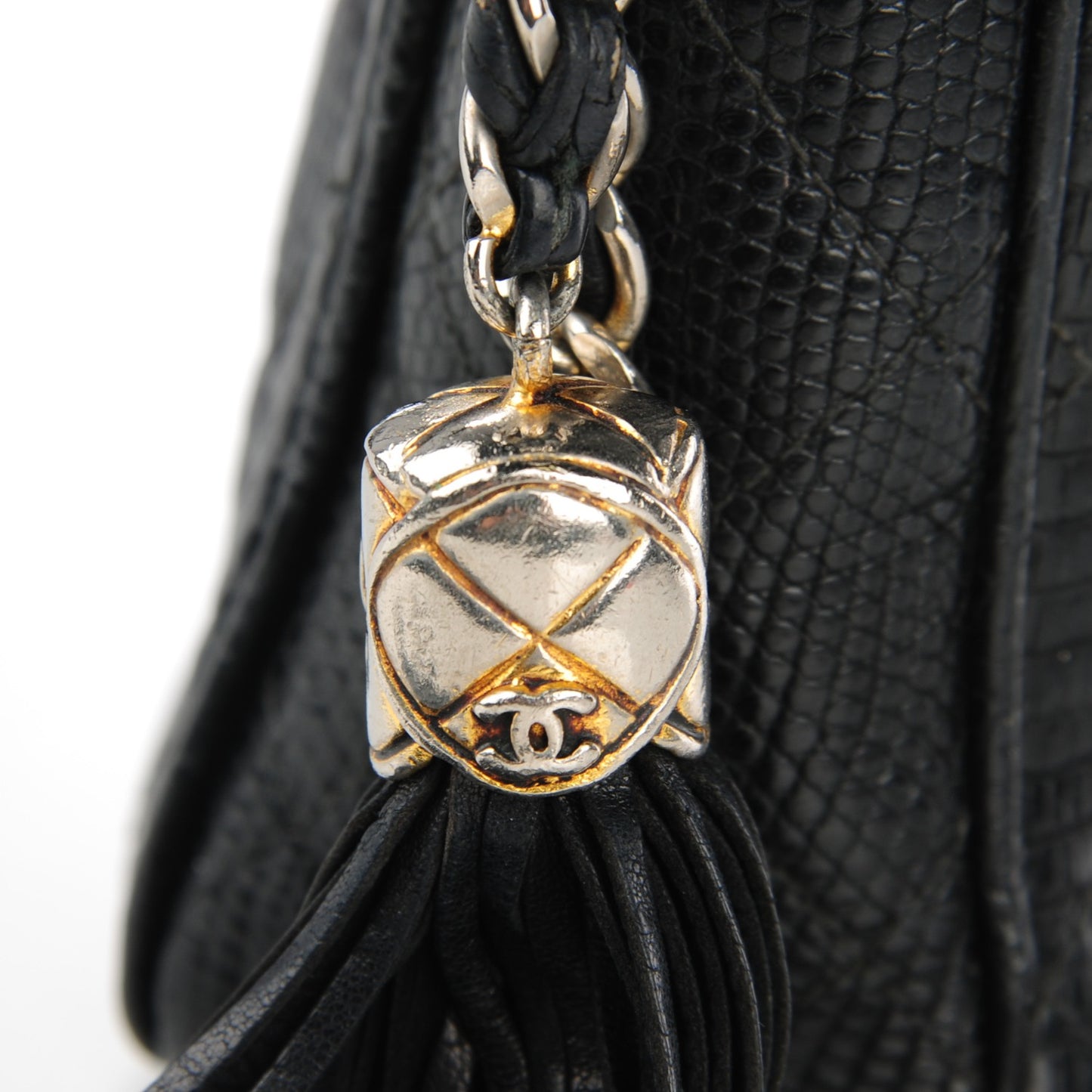 Quilted Lizard Tassel Camera Case Black