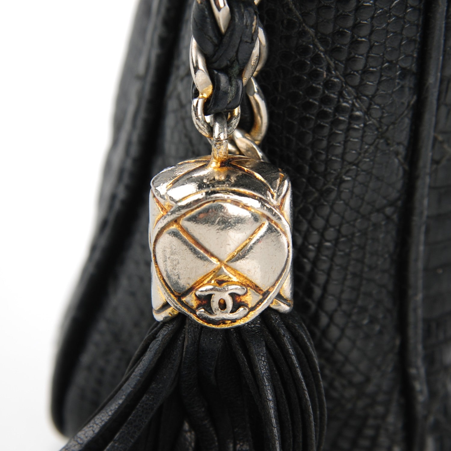 Chanel Quilted Lizard Tassel Camera Case Black 12 of 13