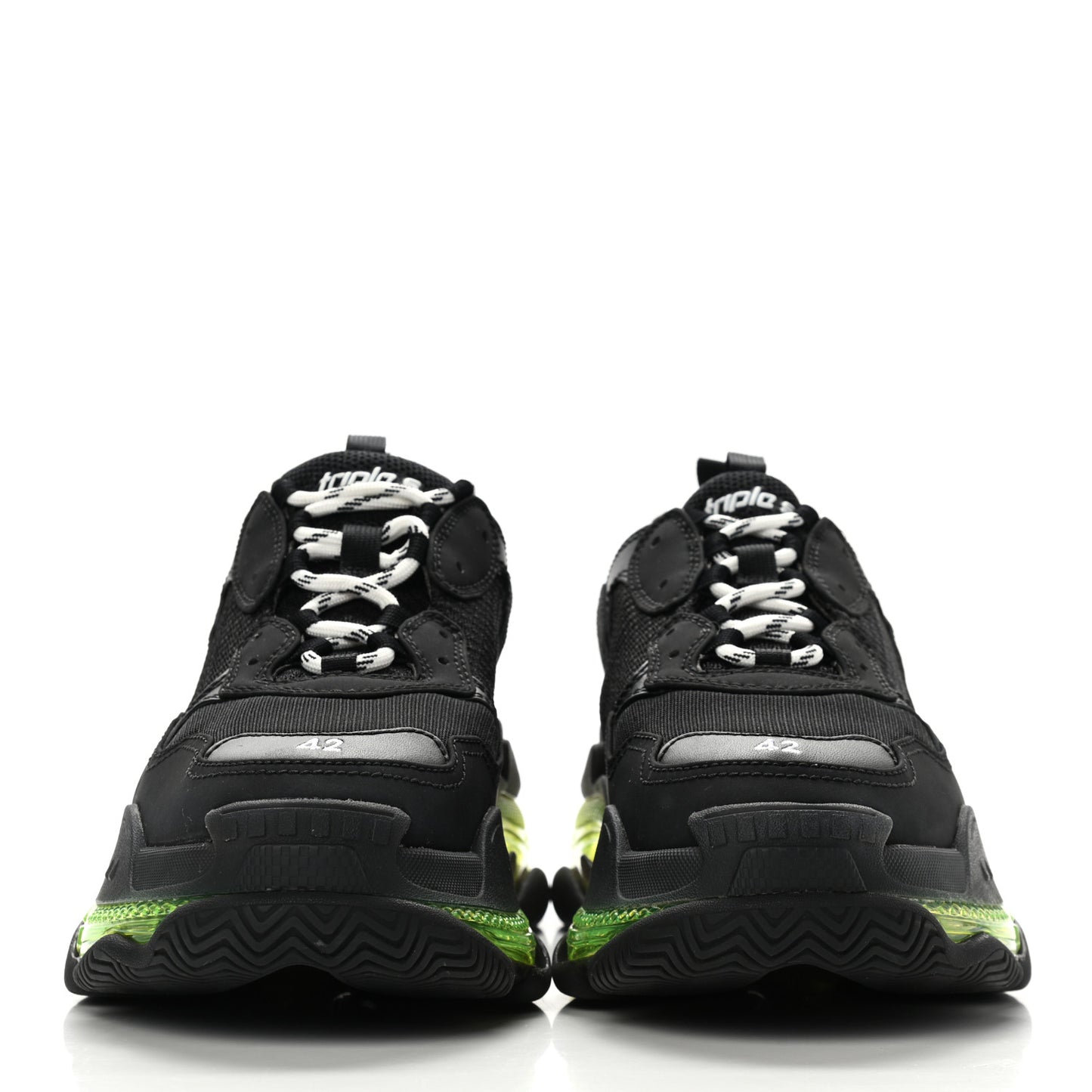 Fabric Mesh Clear Sole Mens Triple S Sneakers 42 Black Yellow Fluo