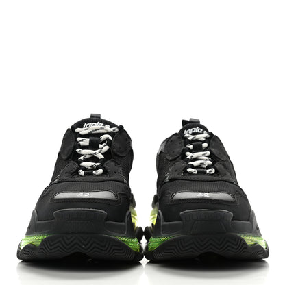 Balenciaga Fabric Mesh Clear Sole Mens Triple S Sneakers 42 Black Yellow Fluo 2 of 9