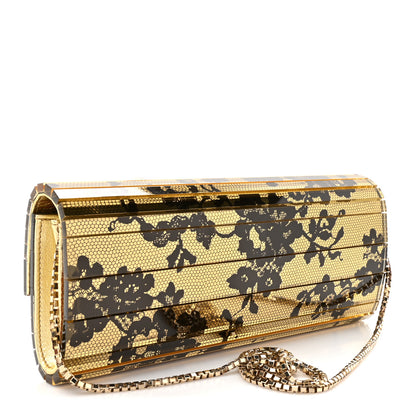 Jimmy Choo Acrylic Lace Sweetie Clutch Gold Black 3 of 10