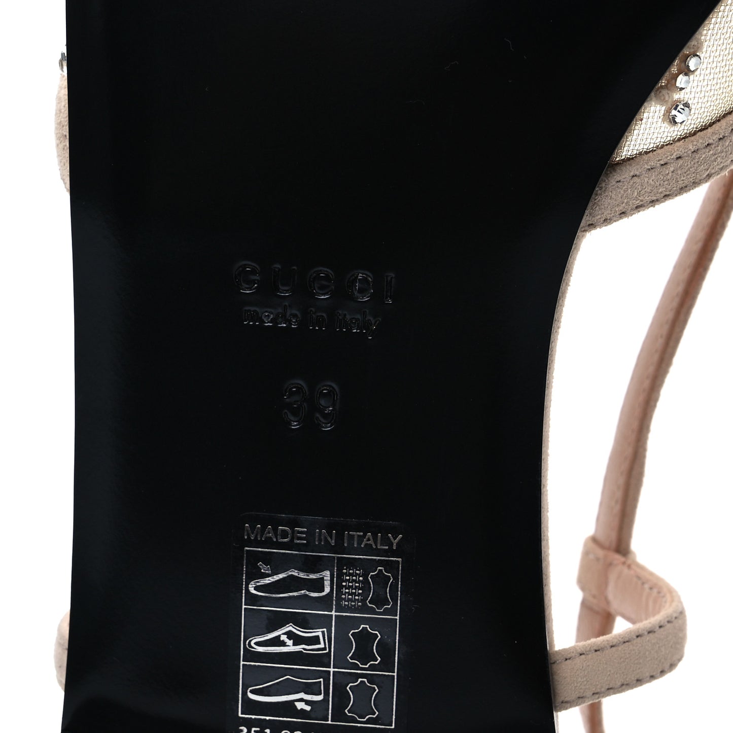 Suede Mesh Crystal GG Monogram Slingback Ballet Flats 39 Light Powder Skin Rose