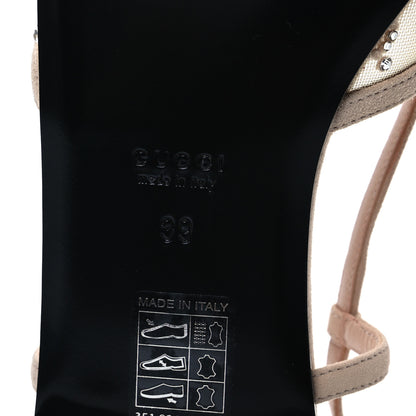 Gucci Suede Mesh Crystal GG Monogram Slingback Ballet Flats 39 Light Powder Skin Rose 8 of 13
