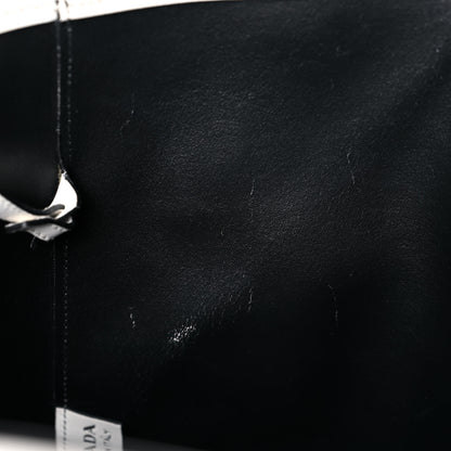 Prada City Calf Front Pocket Large Shopping Tote White Black 15 of 22