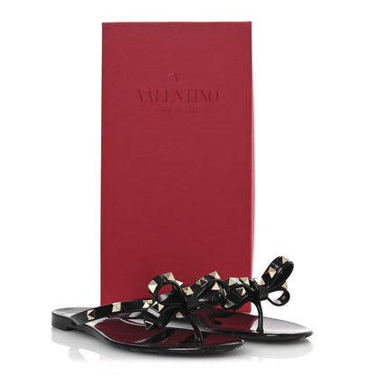 Valentino Garavani PVC Jelly Rockstud Bow Thong Sandals 36 Black 10 of 10