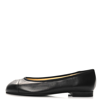 Chanel Lambskin Cap Toe CC Uniform Ballerina Flats 38 Black 1 of 7