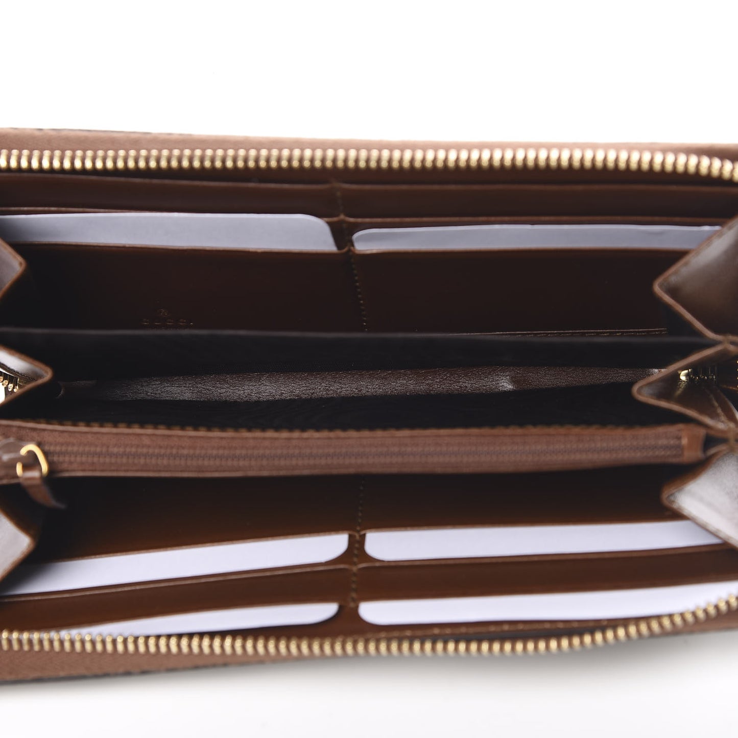 GG Supreme Monogram Cuoio Toscano Zip Around Wallet Beige Ebony Cuir