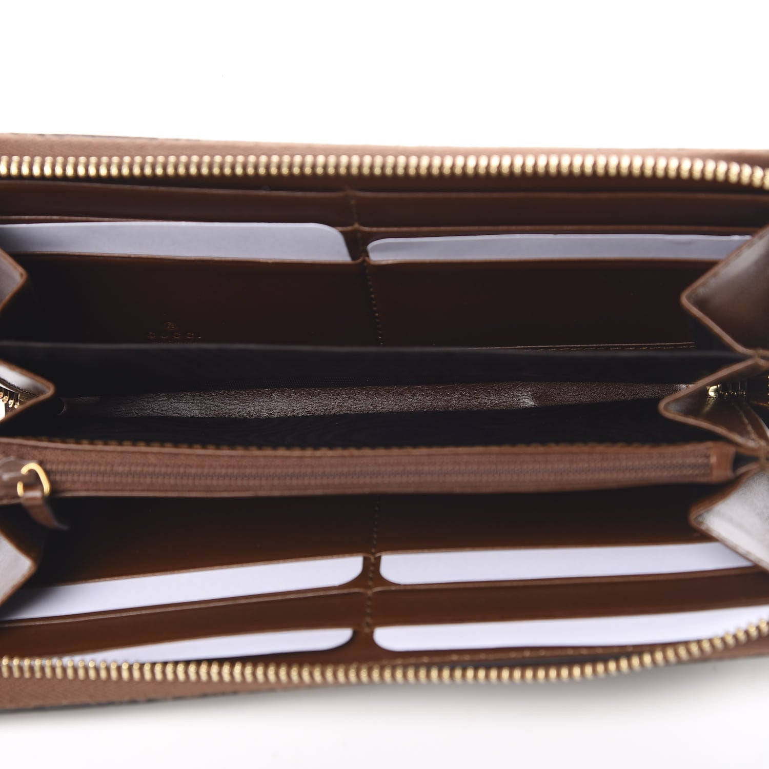 Gucci GG Supreme Monogram Cuoio Toscano Zip Around Wallet Beige Ebony Cuir 4 of 9
