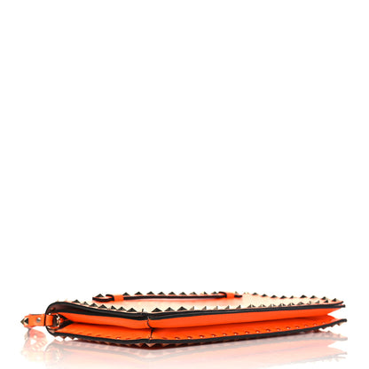 Valentino Garavani Nappa Rockstud Wristlet Clutch Neon Orange 4 of 8