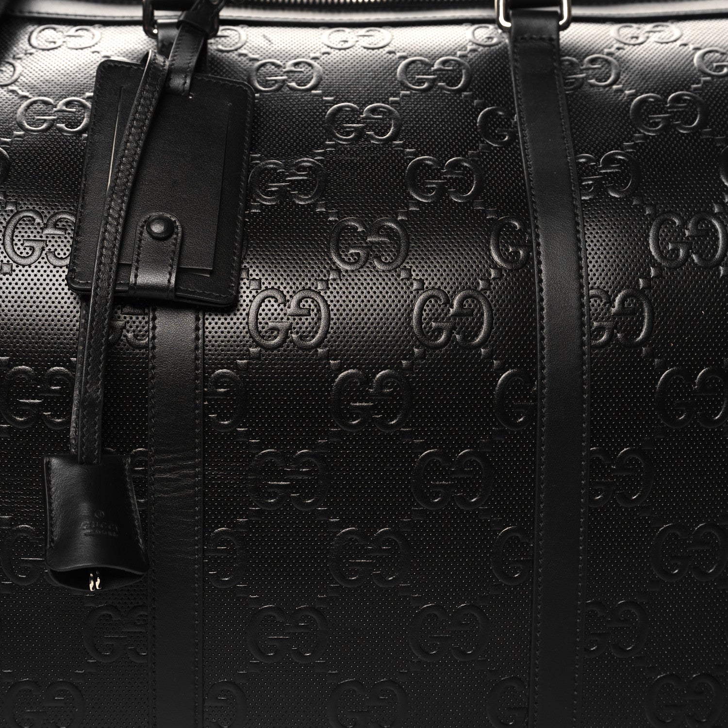 Gucci Calfskin GG Tennis Embossed Large Duffle Bag Black 7 of 11