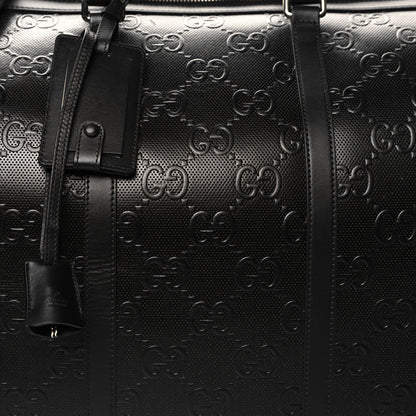 Gucci Calfskin GG Tennis Embossed Large Duffle Bag Black 7 of 11
