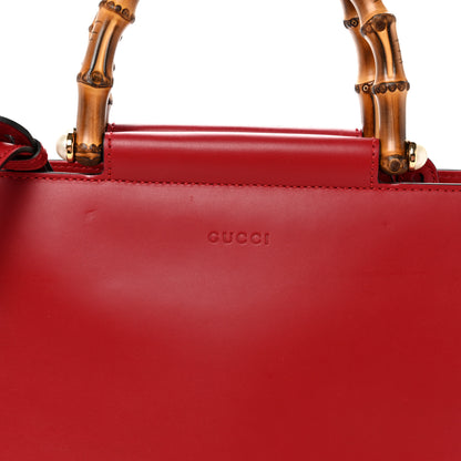 Gucci Nappa Bamboo Small Nymphaea Top Handle Bag Hibiscus Red 8 of 11
