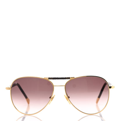 Louis Vuitton Damier Ebene Conspiration Pilote Aviator Sunglasses Z0202U Gold 2 of 9