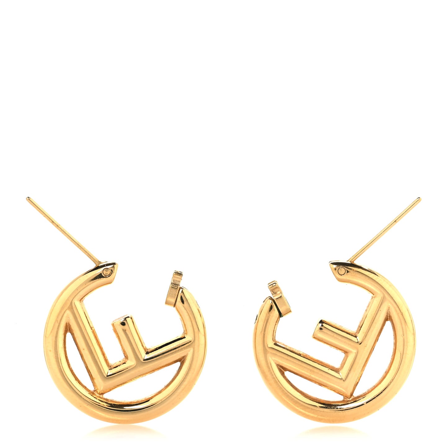 Metal FF Hoop Earrings Gold