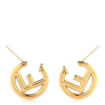 Fendi Metal FF Hoop Earrings Gold 3 of 5