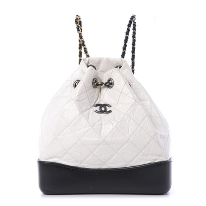 Chanel Aged Calfskin Quilted Small Gabrielle Backpack Black White 1 of 13
