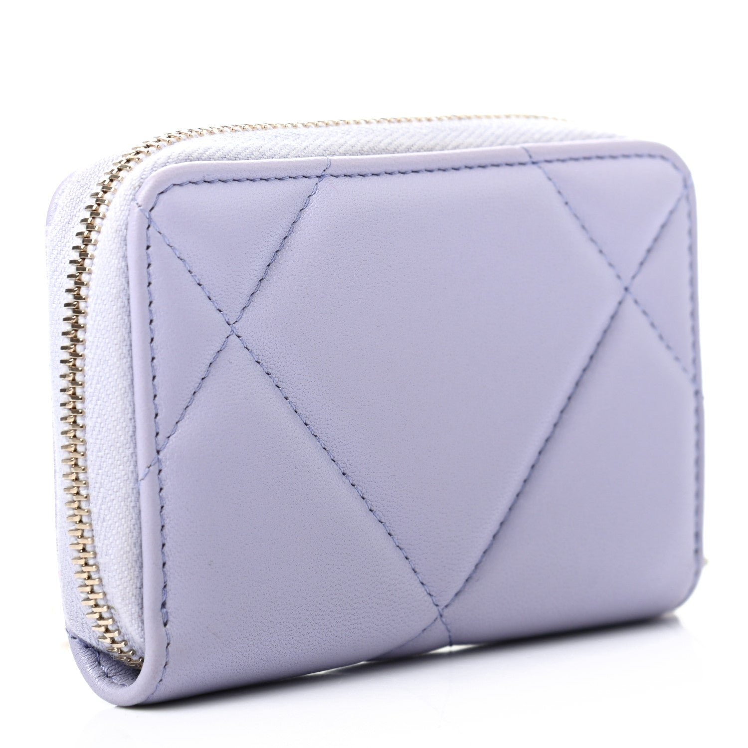 Chanel Lambskin Quilted 19 Zip Around Coin Purse Wallet Light Purple 3 of 7