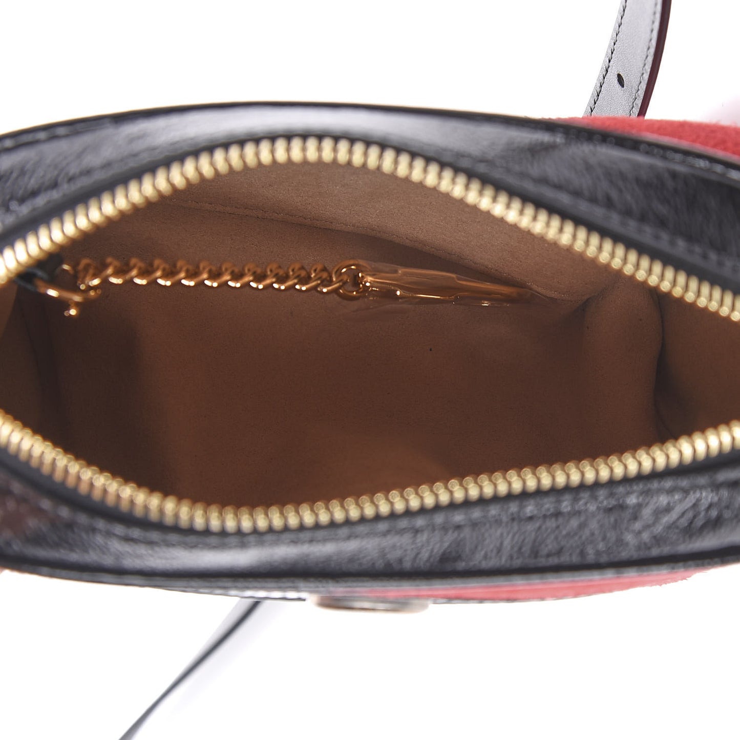 Suede Patent Web Mini Ophidia Shoulder Bag Red