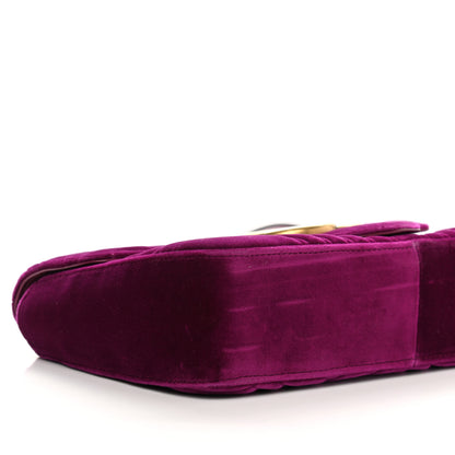 Gucci Velvet Matelasse Medium GG Marmont Shoulder Bag Fuchsia Violet Cyclamen 9 of 10