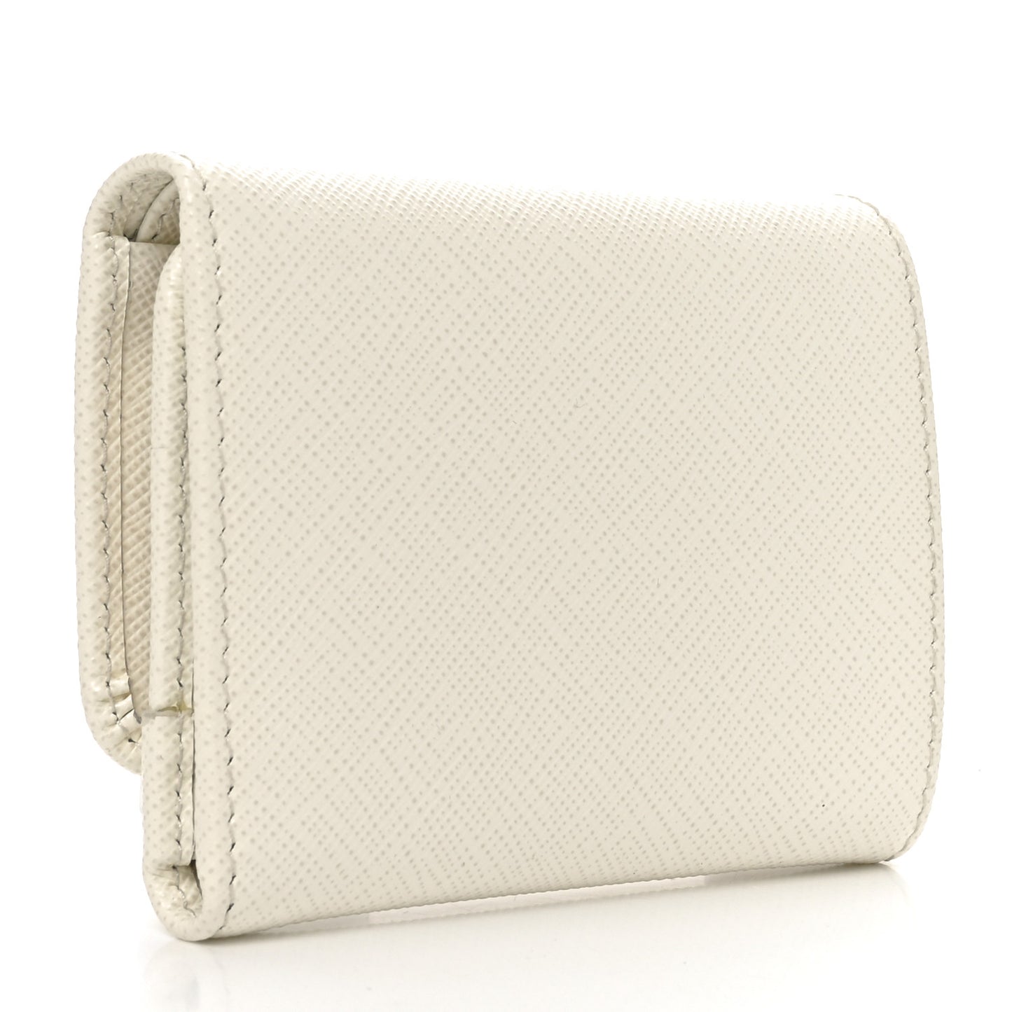 Saffiano Metal Tri-Fold Wallet White
