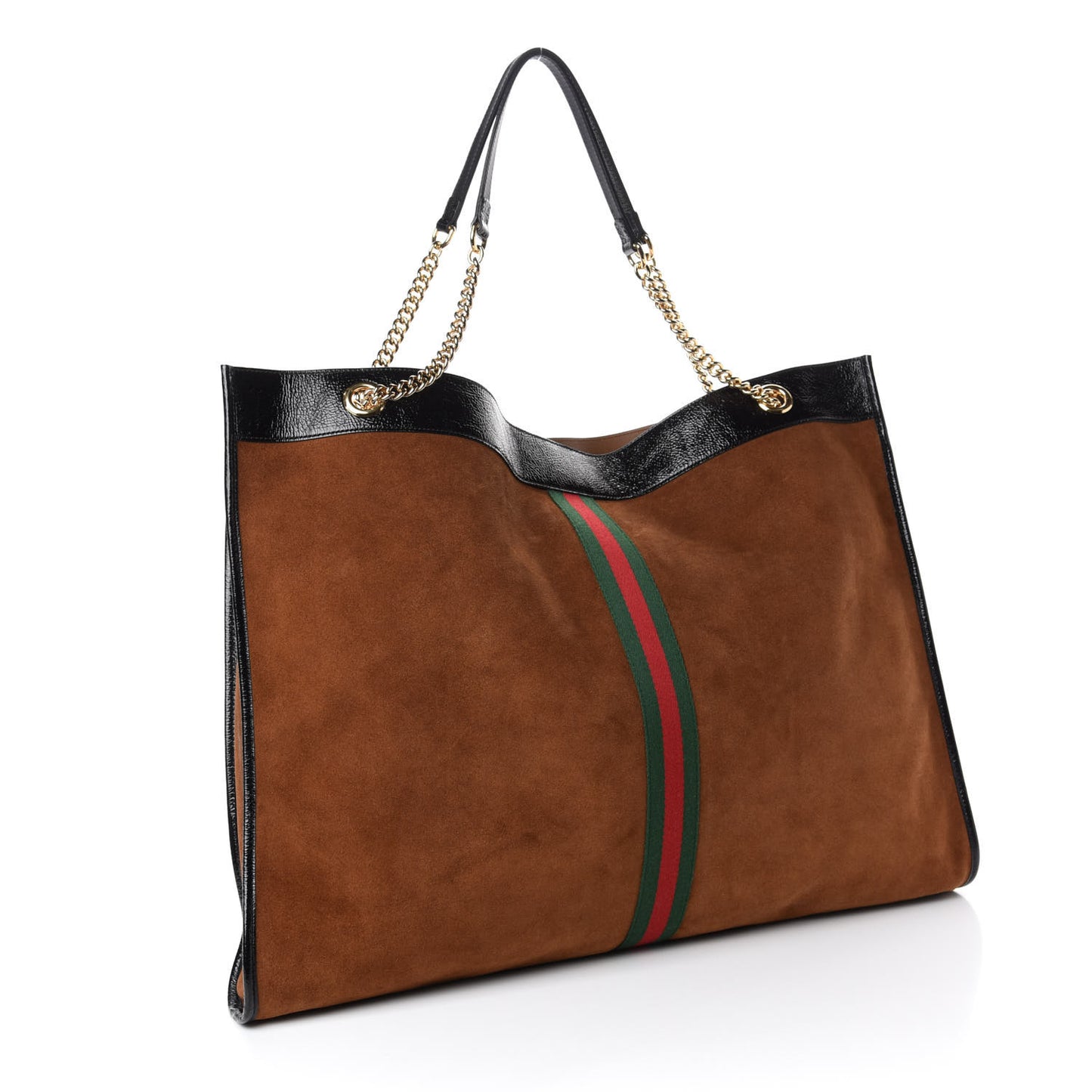 Suede Patent Maxi Rajah Chain Tote Nocciola Black