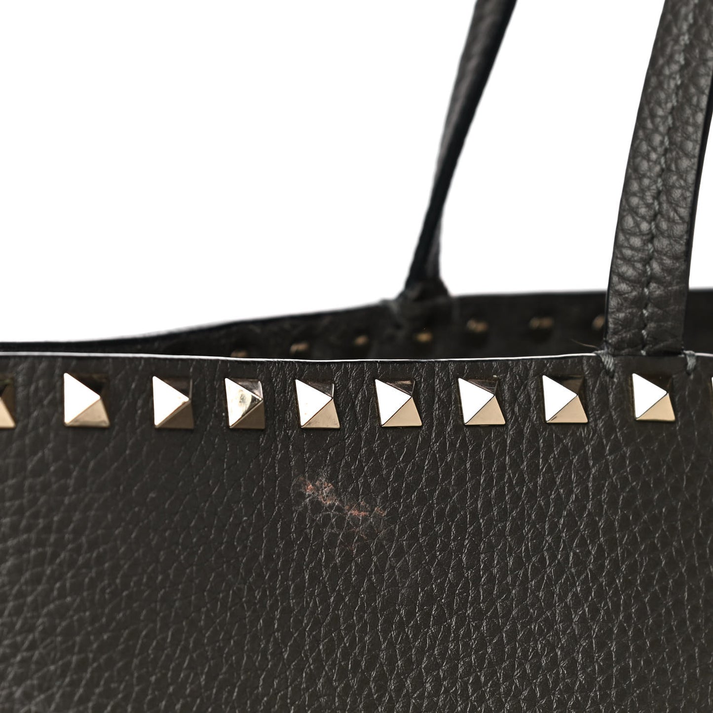 Grained Calfskin Rockstud Shoulder Tote Graphite