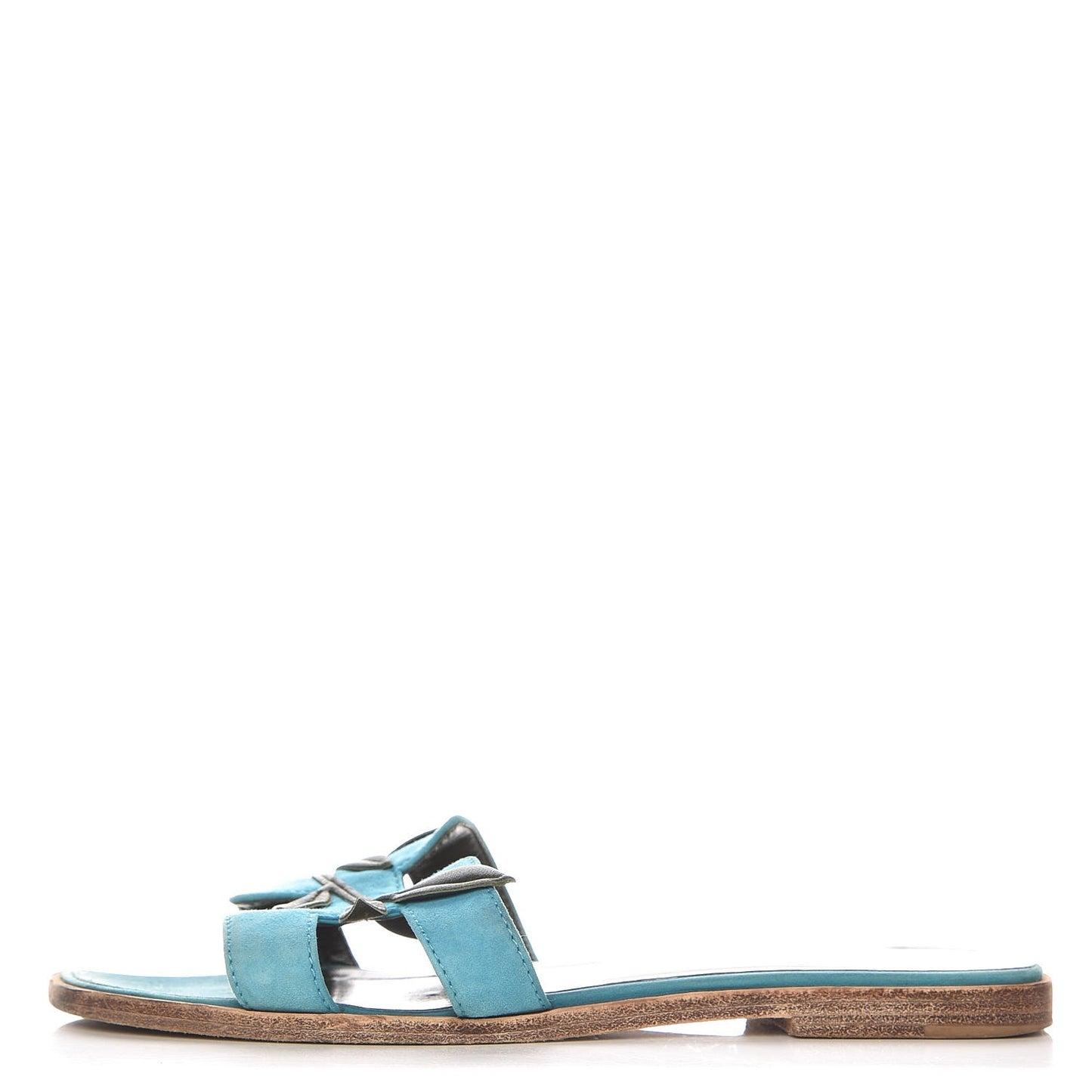 Suede Goatskin Nappa Oran Laurier Sandals 37 Bleu Thalassa Khaki