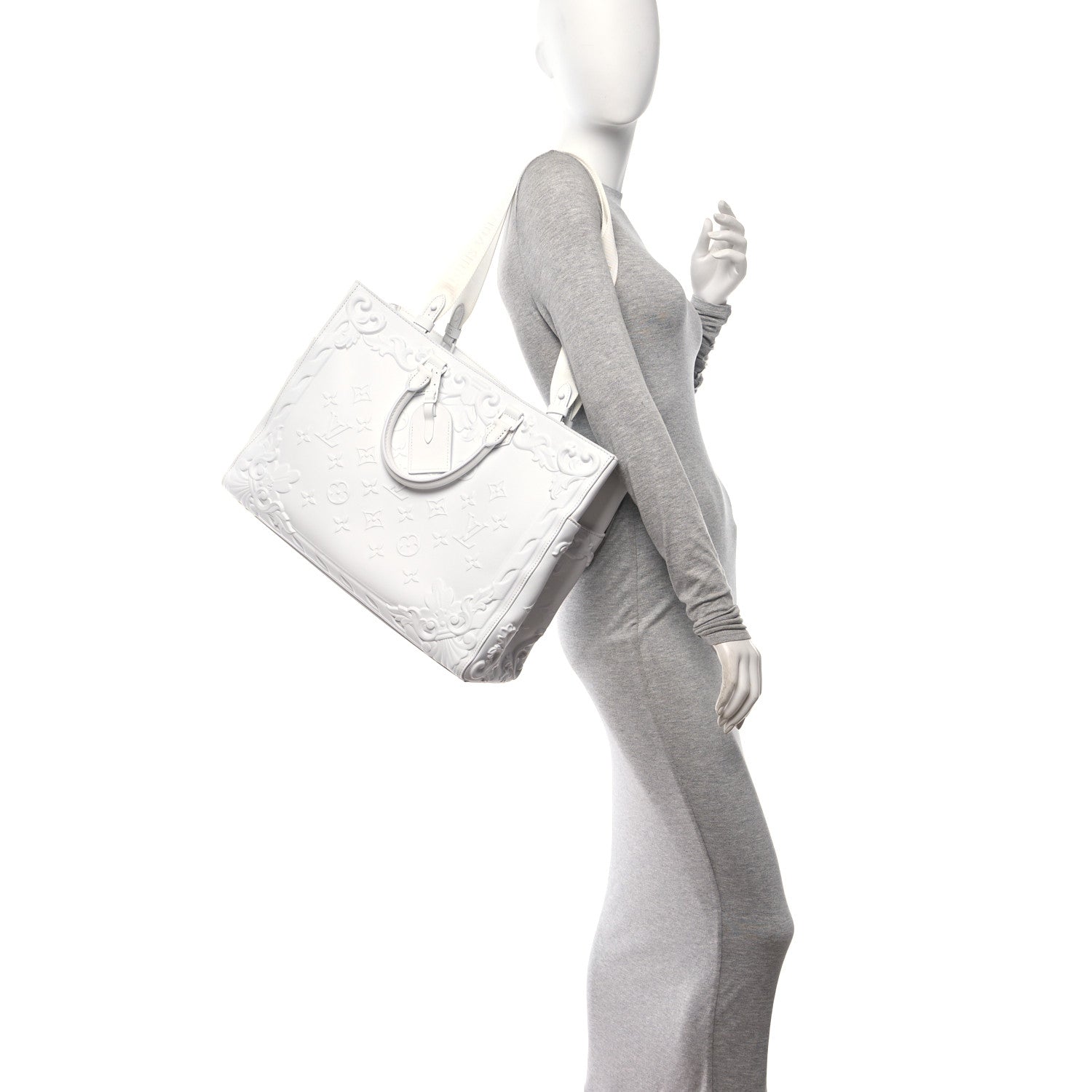 Louis Vuitton Calfskin LV Ornament Sac Plat 24H Optic White 2 of 9