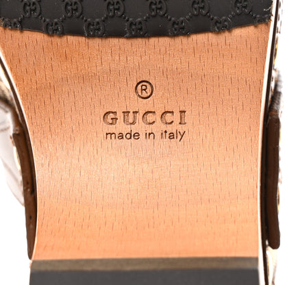 Gucci Monogram Goatskin Horsebit Clog Mules 36.5 Beige Ebony Brown Sugar 8 of 9