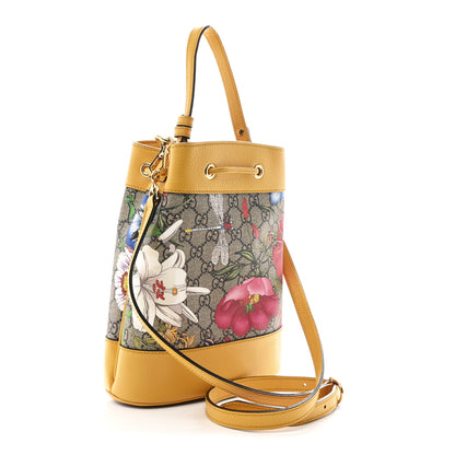 Gucci GG Supreme Monogram Flora Small Ophidia Bucket Bag Beige Multicolor Crop 3 of 10