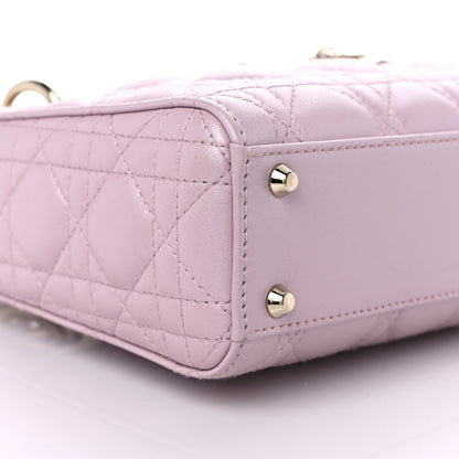 Christian Dior Metallic Lambskin Cannage Mini Lady Dior Lotus 7 of 9