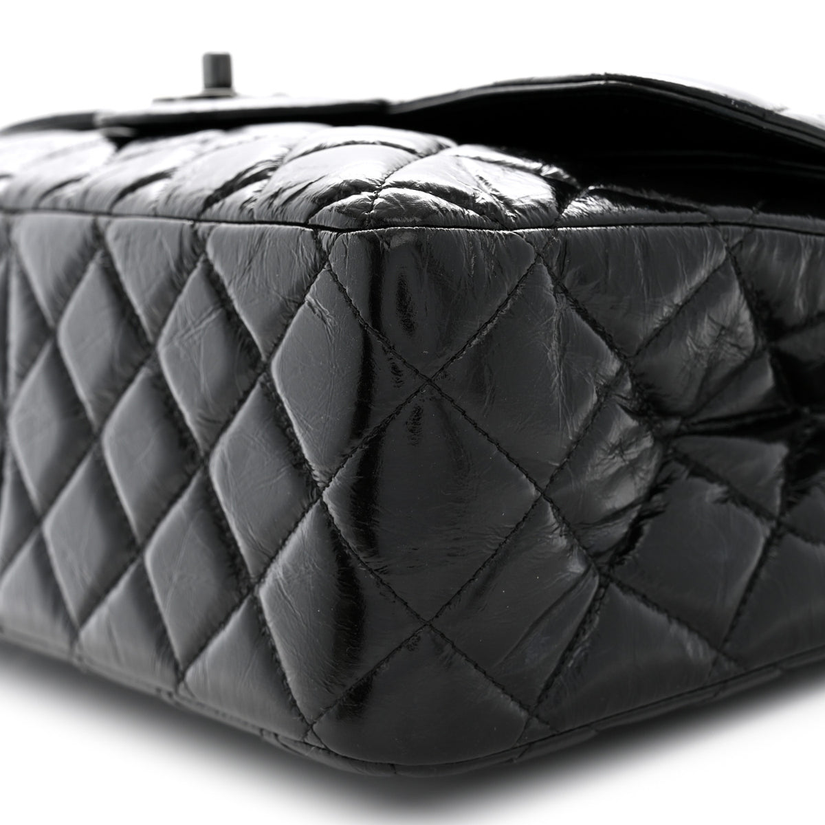 Chanel Shiny Distressed Calfskin Quilted Jumbo Double Flap So Black 10 of 10