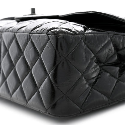 Chanel Shiny Distressed Calfskin Quilted Jumbo Double Flap So Black 10 of 10