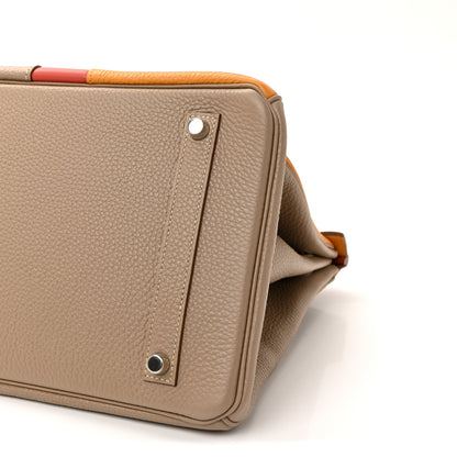 Hermes Taurillon Clemence Swift Tri-Color Birkin 35 Sanguine Gris Tourterelle Moutarde 10 of 11