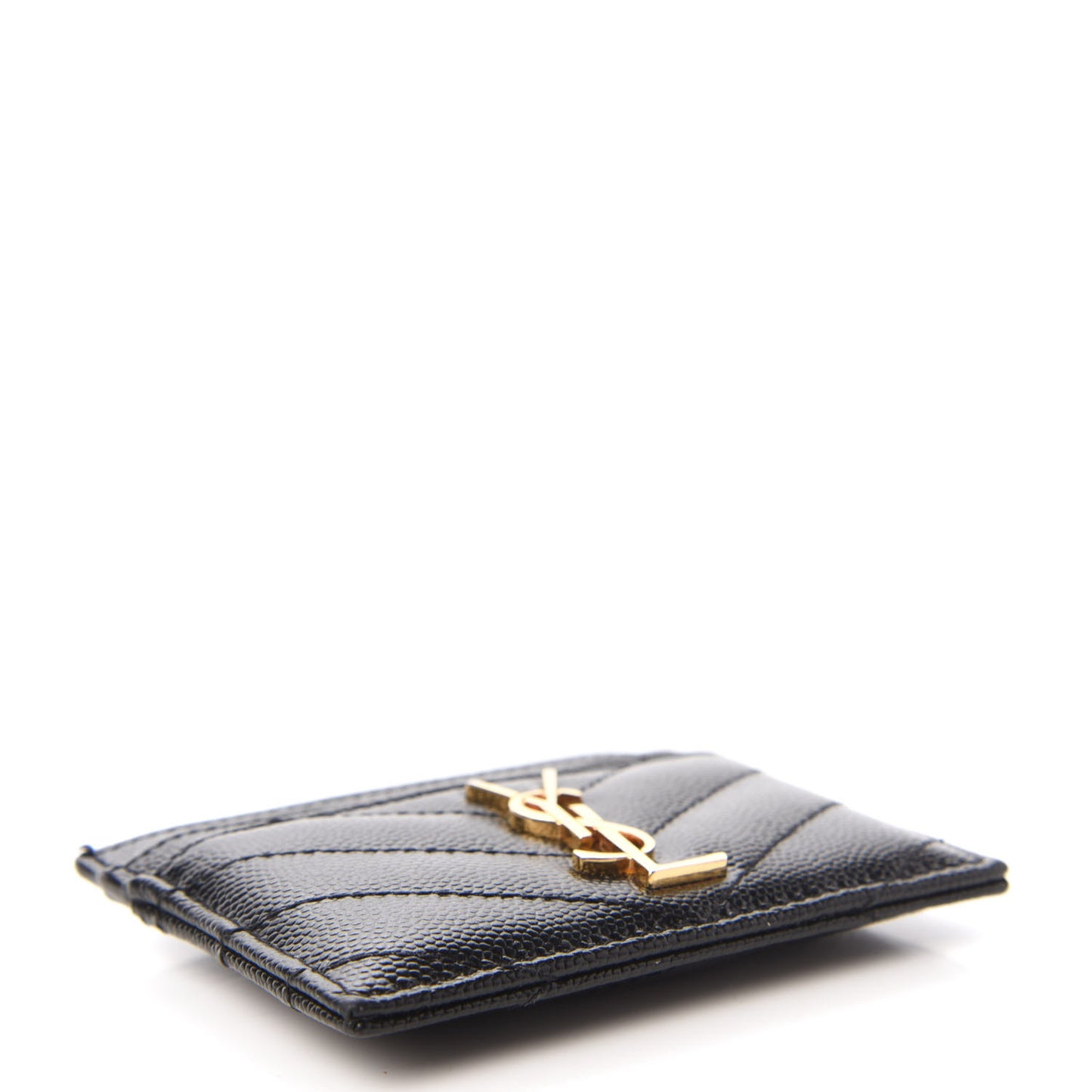 Grain De Poudre Matelasse Chevron Monogram Credit Card Case Black