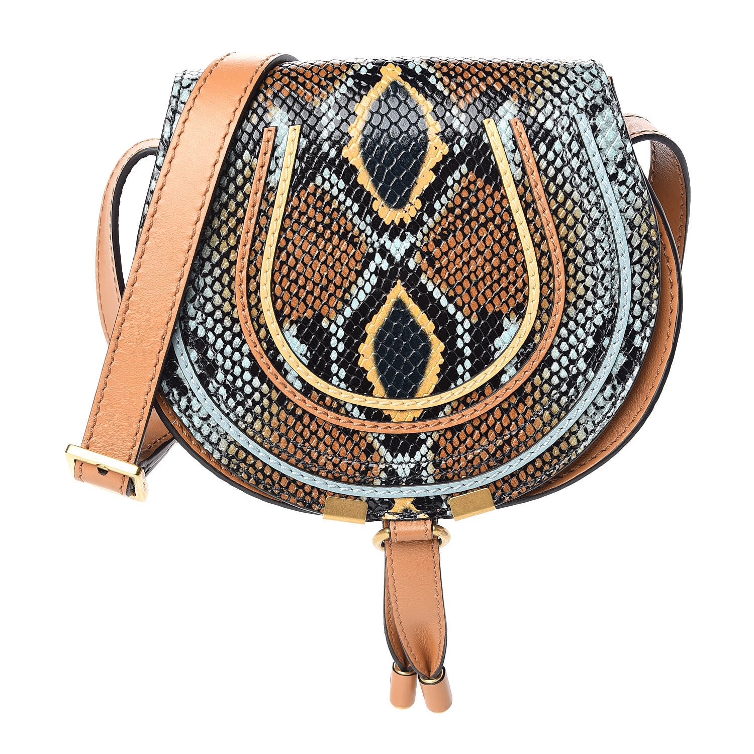 Chloe Python Calfskin Embossed Mini Marcie Round Crossbody Bag Multicolor 1 of 10