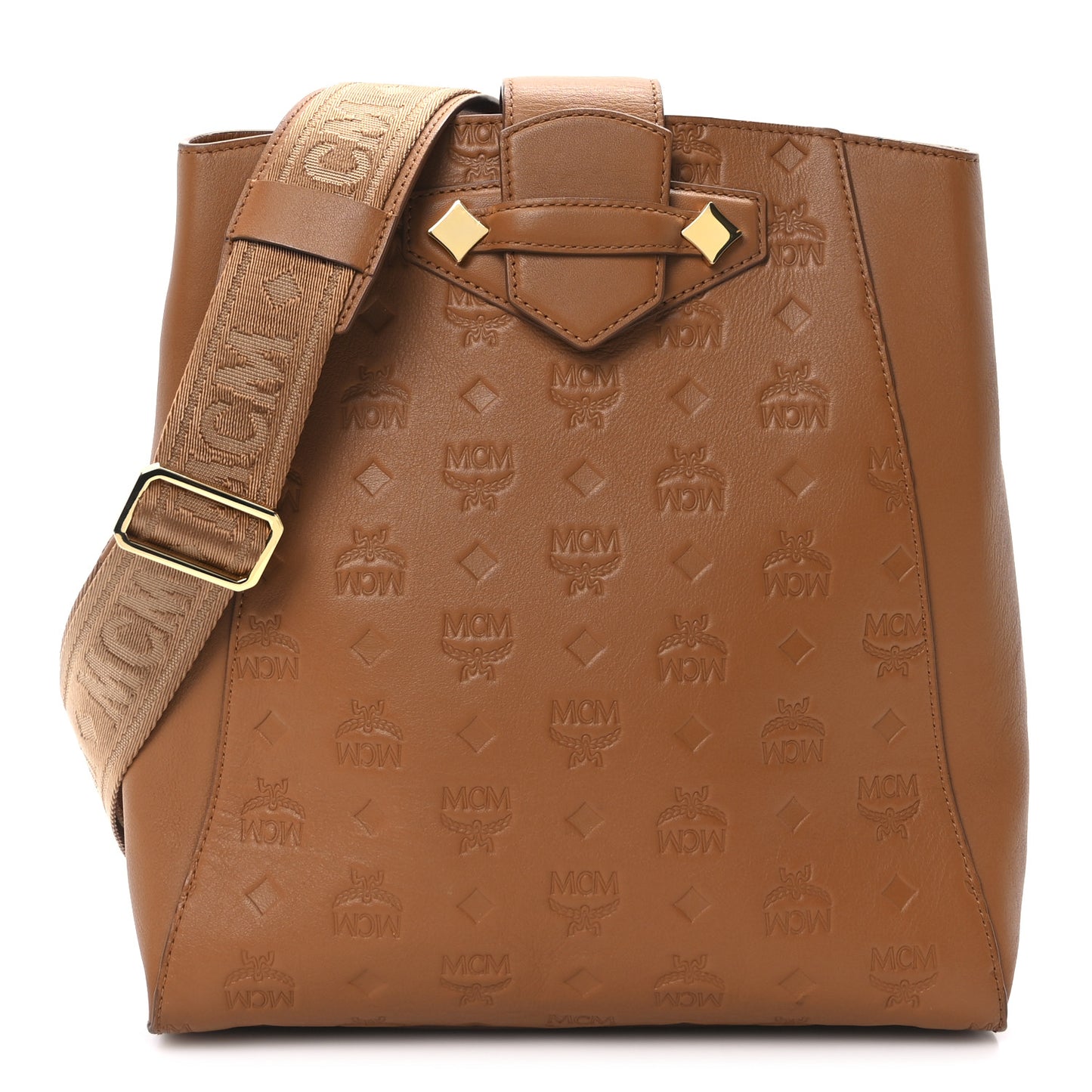Calfskin Ottomar Monogram Essential Bucket Bag Cognac