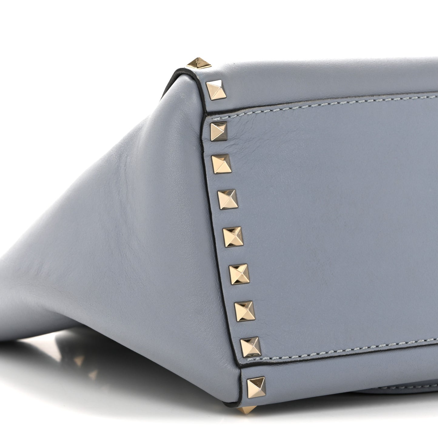 Vitello Rockstud Small Double Handle Tote Grey Blue